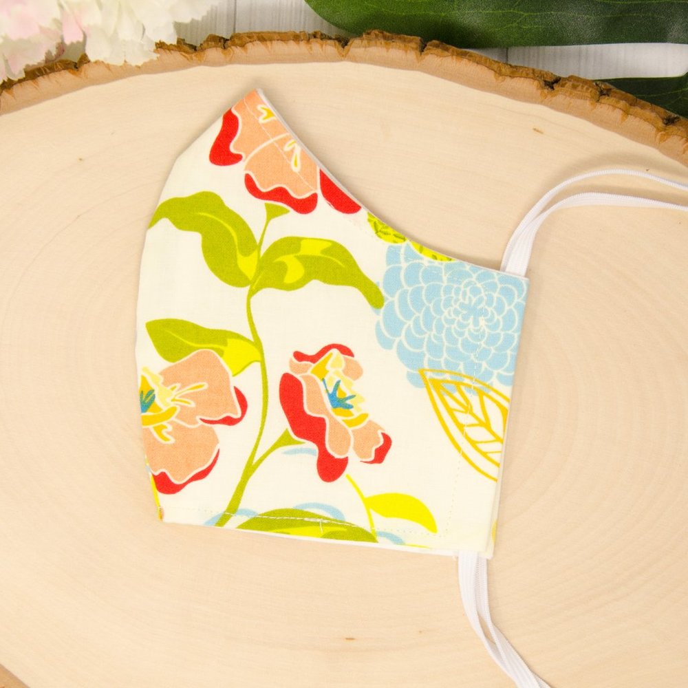 Garden Flowers & Birds Reusable Cloth Face Mask with Elastic